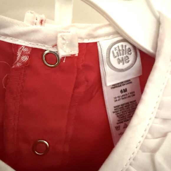 Little Me Baby Girls Christmas Outfit Size 6 Months Red Dress White Tights - Picture 6 of 6